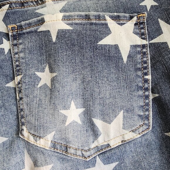 Ashley Stewart Distressed Star Print Denim Capris Size Plus 30 - Picture 6 of 9